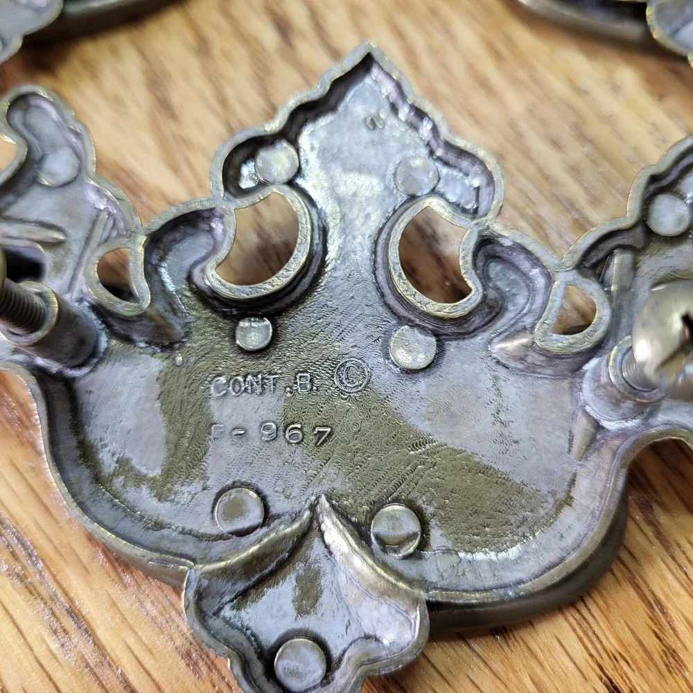VTG Brass Batwing Drop Bail Drawer Pull Chippendale Style Continental Hardware 9